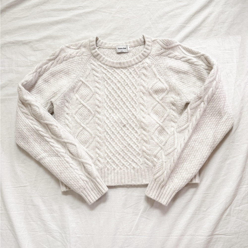 Aritzia Cable Knit Cream Sweater